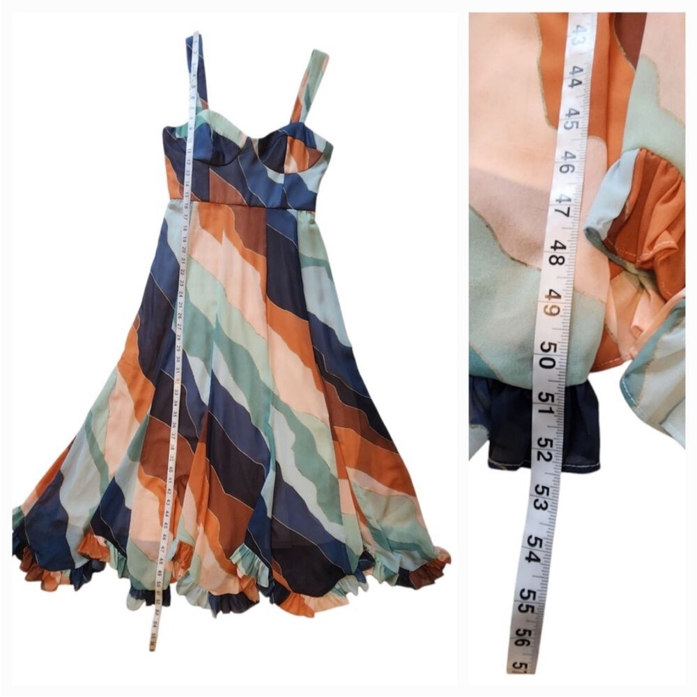 Anthropology: Hutch Tea Length Dress, Flowy skirt, bustier style top - Picture 9 of 11